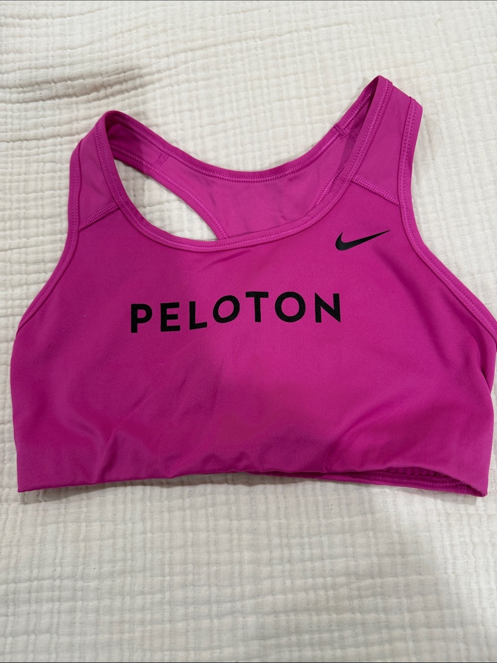 Peloton Hot Pink Racerback Sports Bra with Black Logo